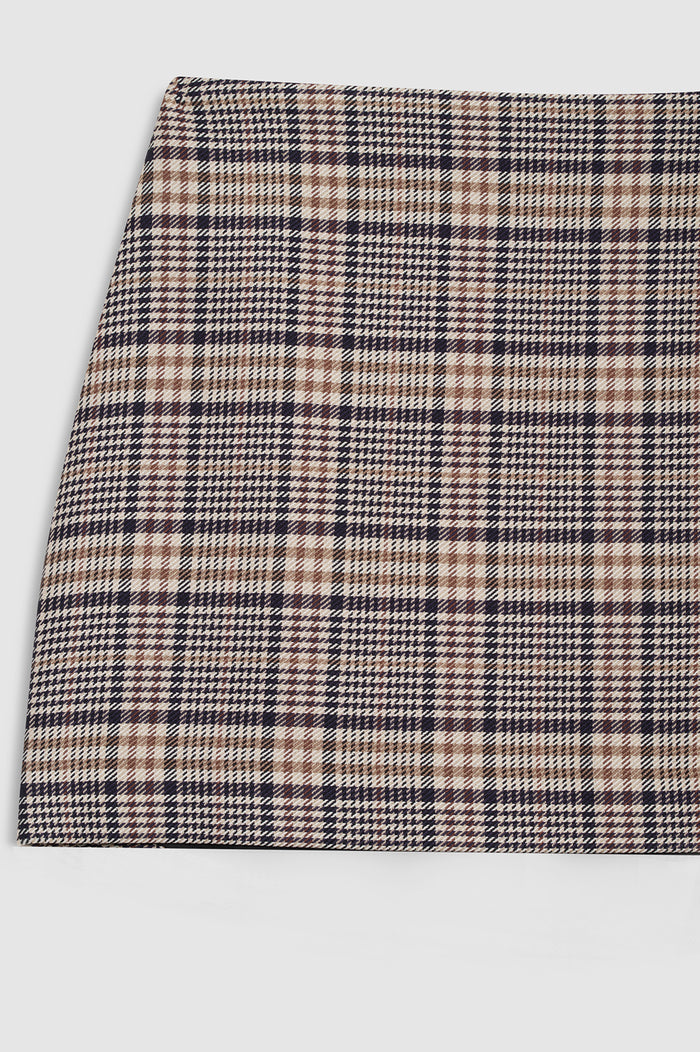 ANINE BING Tierra Skirt - Beige And Navy Checks - detail view