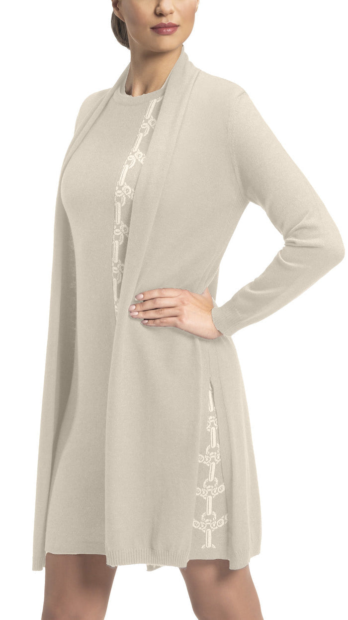 Tina Long Cardigan -  Beige Melange - Barbara Katz