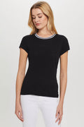 Goldie Tipped Ringer Tee in Black available at Barbara Katz