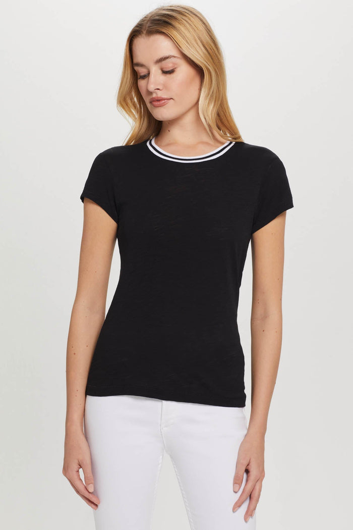 Goldie Tipped Ringer Tee in Black available at Barbara Katz