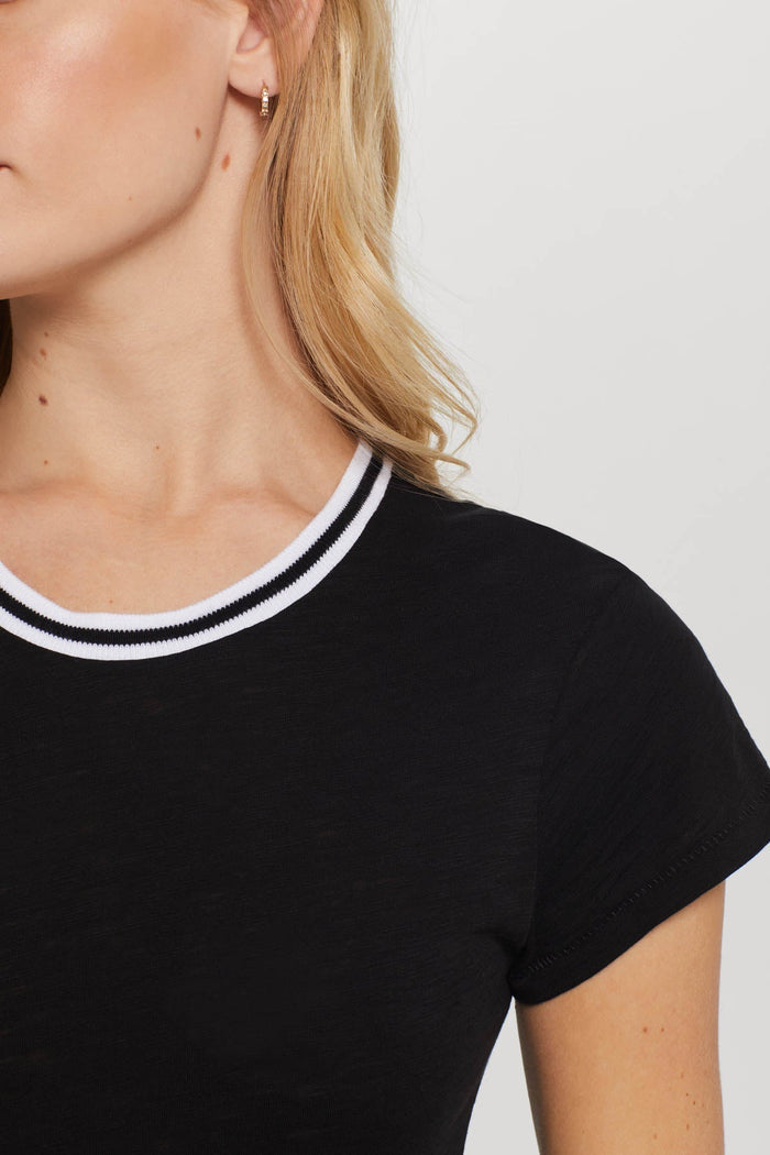 Goldie Tipped Ringer Tee in Black available at Barbara Katz