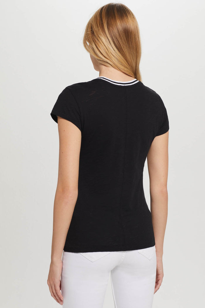 Goldie Tipped Ringer Tee in Black available at Barbara Katz
