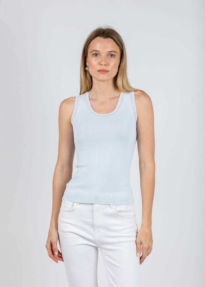 BK Trim Tank Top in Light Blue available at Barbara Katz