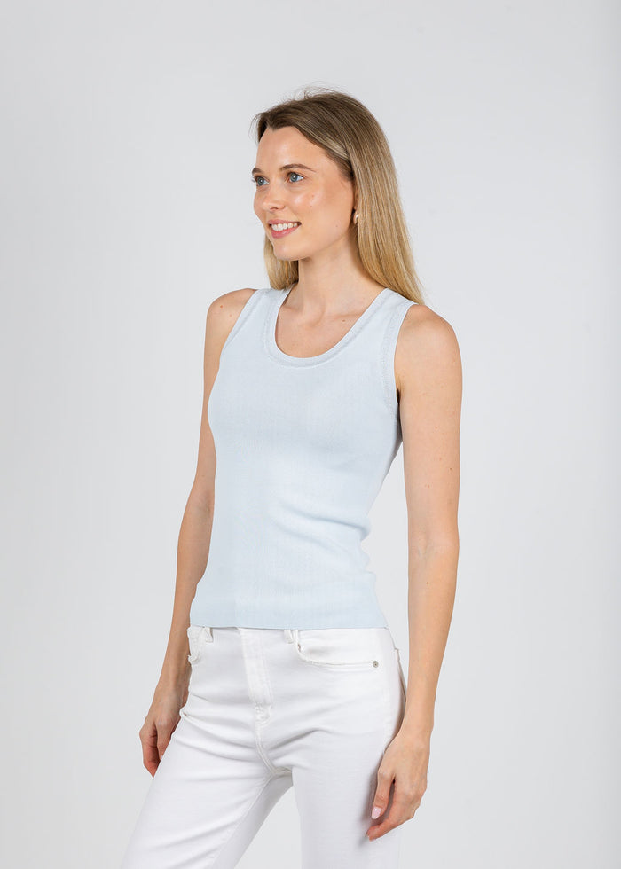 BK Trim Tank Top in Light Blue available at Barbara Katz