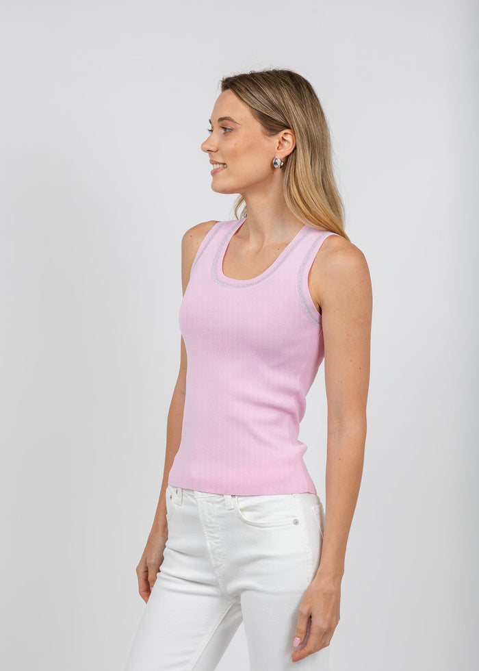 BK Trim Tank Top in Pink available at Barbara Katz