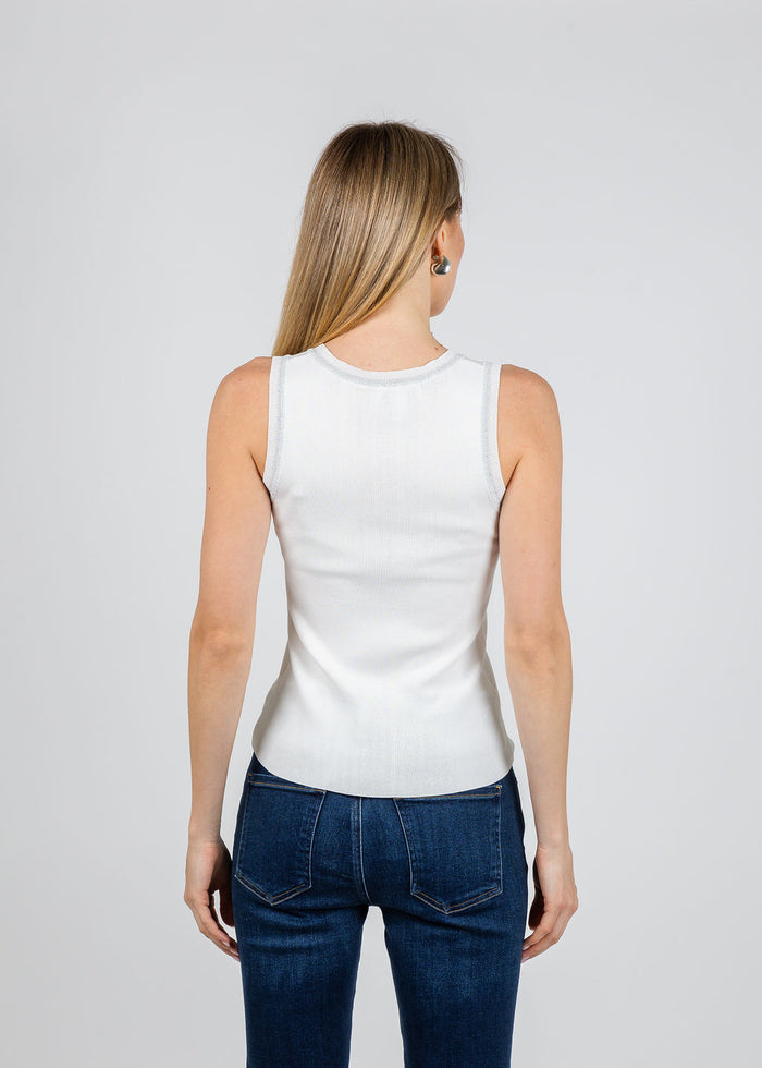 BK Trim Tank Top in White available at Barbara Katz