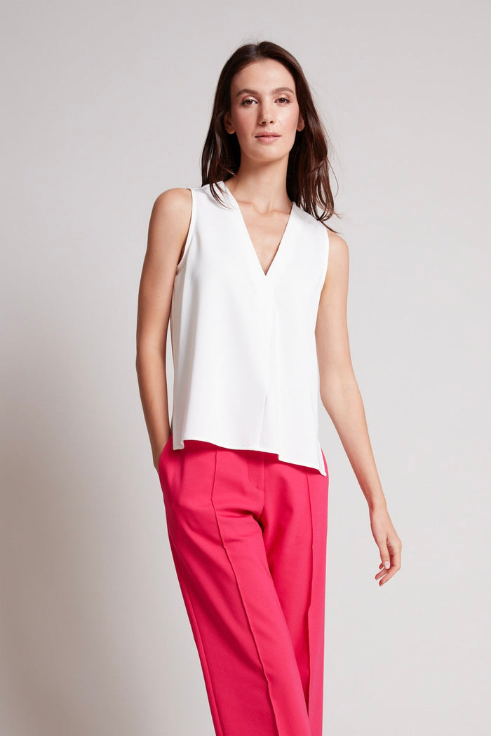 Adroit Atelier True Sleeveless V-Neck Blouse in Off White available at Barbara Katz
