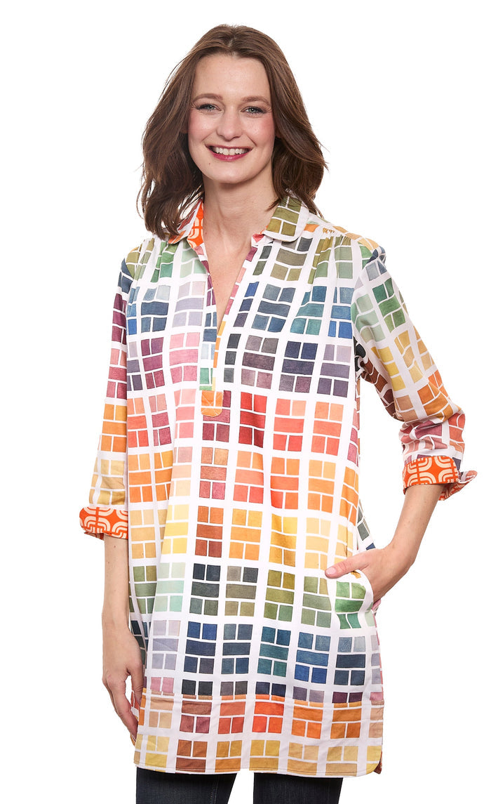 Dizzy-Lizzie Vail Tunic - Multi Colored Paint Tabs available at Barbara Katz