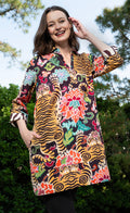 Dizzy-Lizzie Vail Tunic - Tiger Rug Print available at Barbara Katz