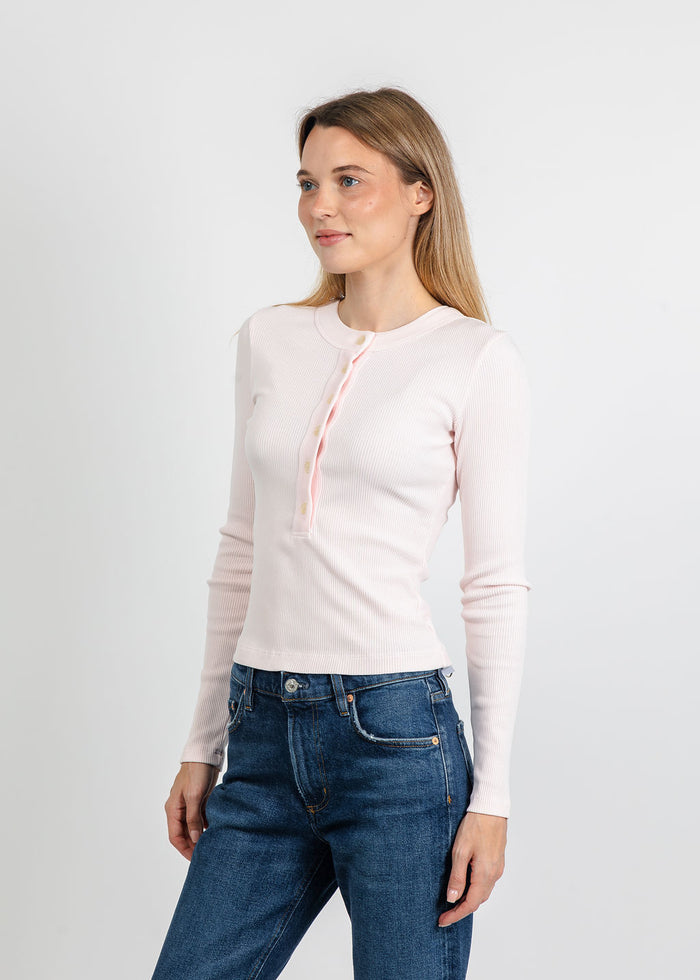 Citizens of Humanity Varra Henley Top in Pink Peppercorn available at Barbara Katz