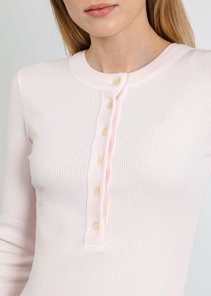 Citizens of Humanity Varra Henley Top in Pink Peppercorn available at Barbara Katz