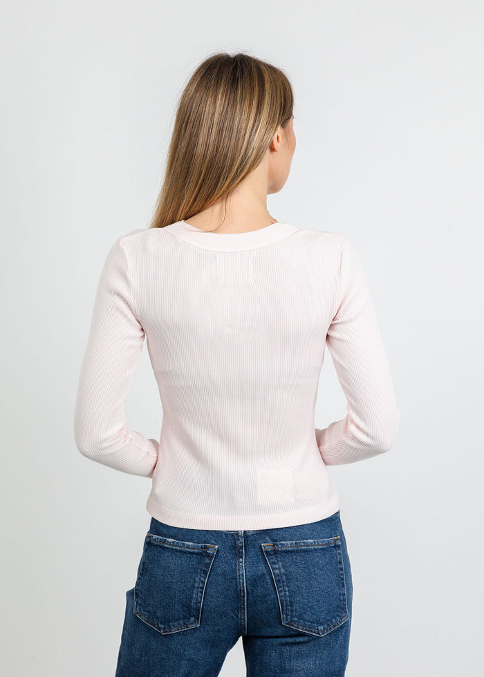 Citizens of Humanity Varra Henley Top in Pink Peppercorn available at Barbara Katz