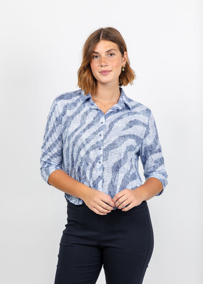 David Cline Vera Crop Shirt in Cadet available at Barbara Katz