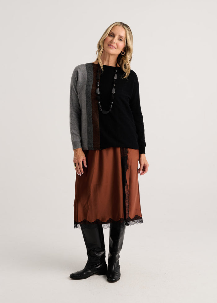 Zaket & Plover Vertical Line Sweater in Black available at Barbara Katz