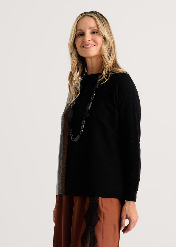 Zaket & Plover Vertical Line Sweater in Black available at Barbara Katz