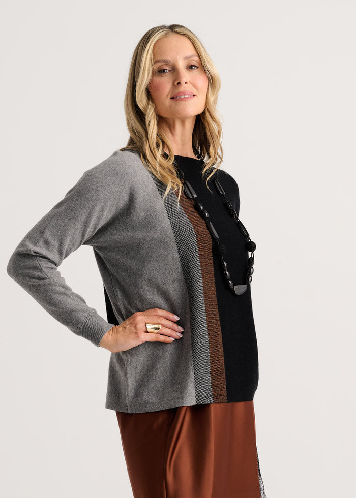 Zaket & Plover Vertical Line Sweater in Black available at Barbara Katz