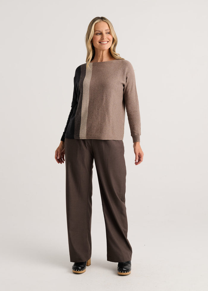 Zaket & Plover Vertical Line Sweater in Walnut available at Barbara Katz