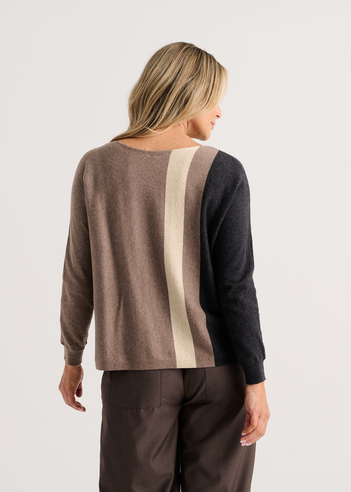 Zaket & Plover Vertical Line Sweater in Walnut available at Barbara Katz