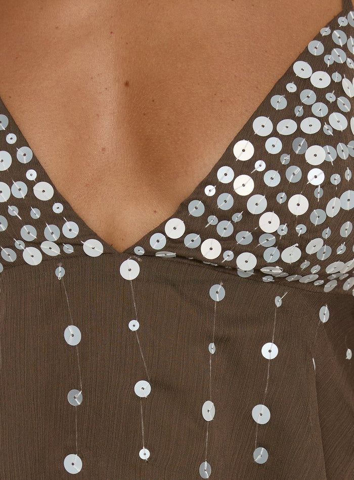 Vinton Button Detail Cami Top Mocha