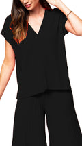 Biana Vivi V-Neck Drop-Shoulder Top in Black available at Barbara Katz