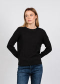 Elliott Lauren Waffle Stitch Crew Neck Sweater in Black available at Barbara Katz