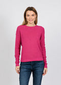 Elliott Lauren Waffle Stitch Crew Neck Sweater in Raspberry available at Barbara Katz