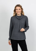 Elliott Lauren Waffle Stitch Funnel Neck Sweater in Charcoal available at Barbara Katz