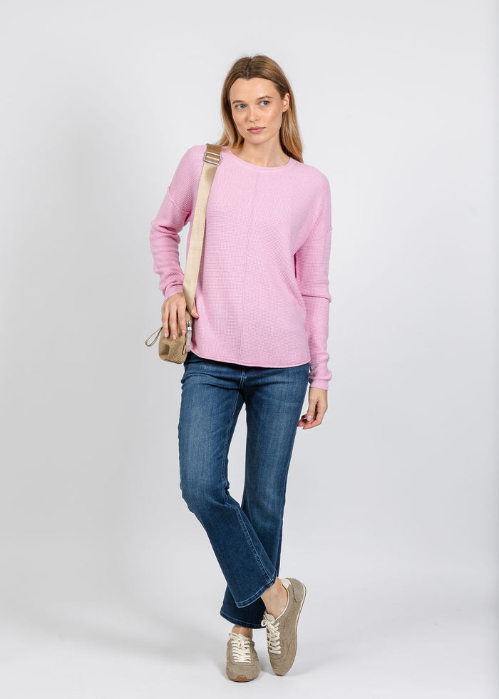 Elliott Lauren Waffle Stitch Sweater in Pink available at Barbara Katz