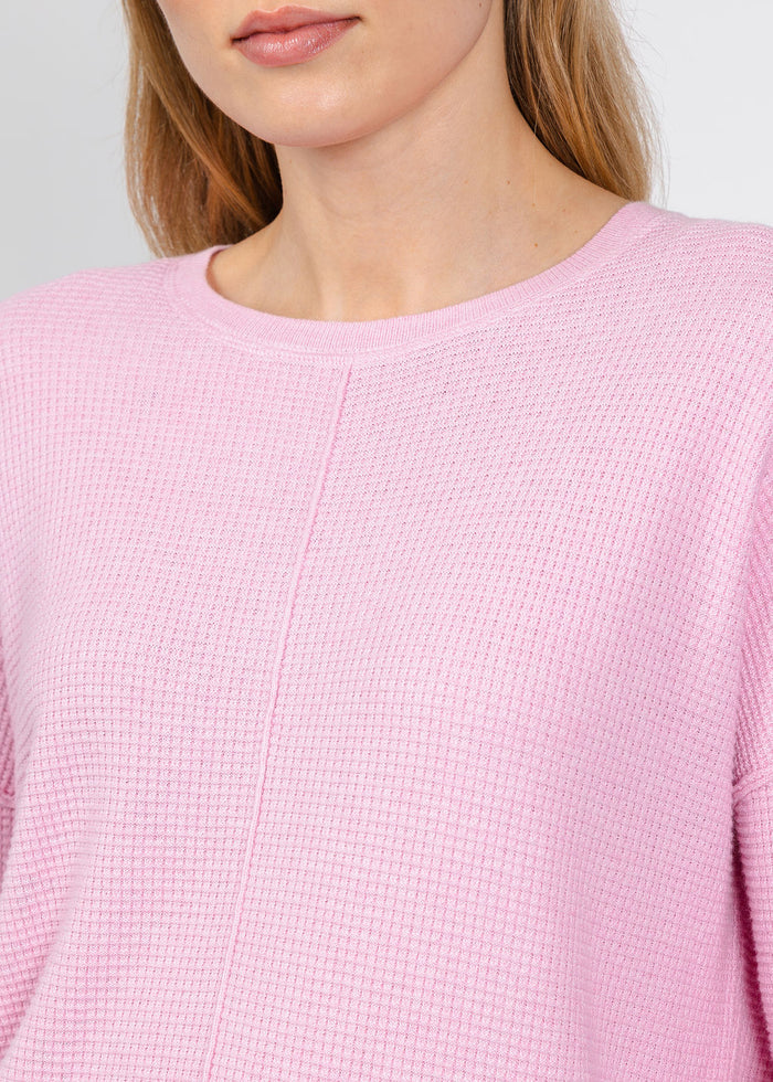 Elliott Lauren Waffle Stitch Sweater in Pink available at Barbara Katz
