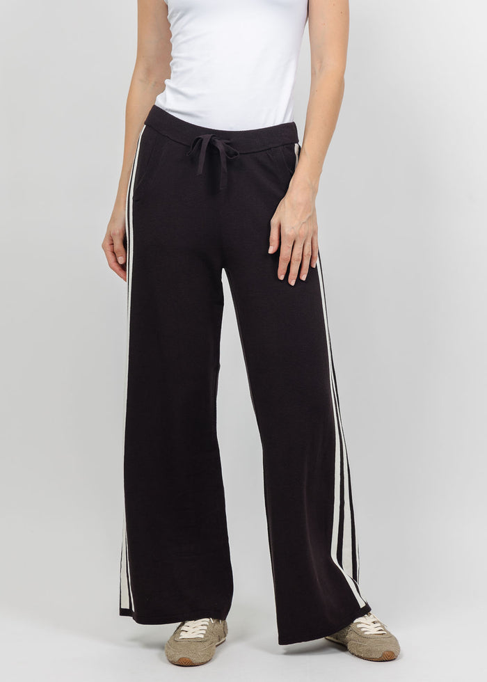 J Society Wide Leg Stripe Pant in Chocolate available at Barbara Katz