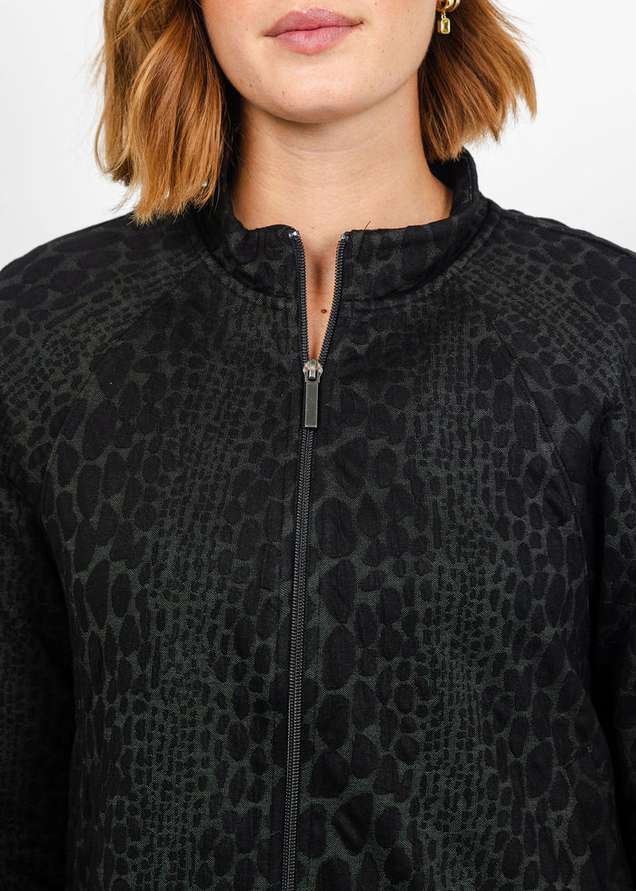 Olivia by Habitat Wild at Heart Raglan Jacket in Black available at Barbara Katz