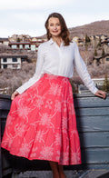Dizzy-Lizzie Woodstock Skirt - Pink White Print available at Barbara Katz