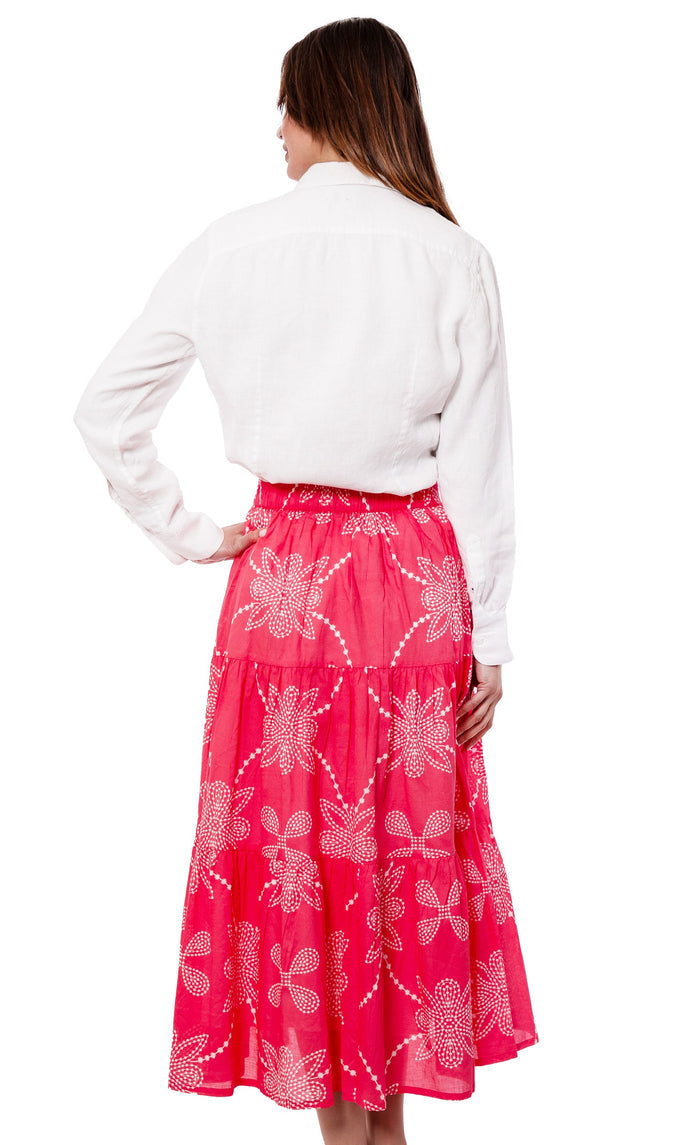 Dizzy-Lizzie Woodstock Skirt - Pink White Print available at Barbara Katz