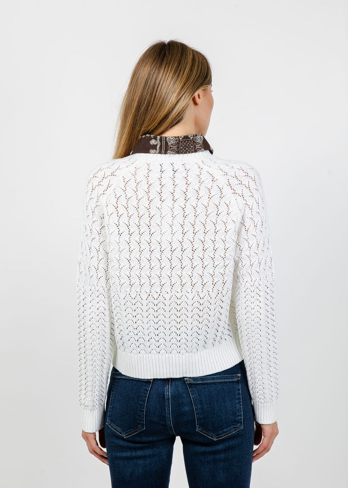 Central Park West Wren Bandana Printed Twofer Sweater in Ivory available at Barbara Katz