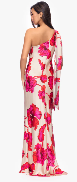 Xscape Evening One Shoulder Satin Dress 7579X