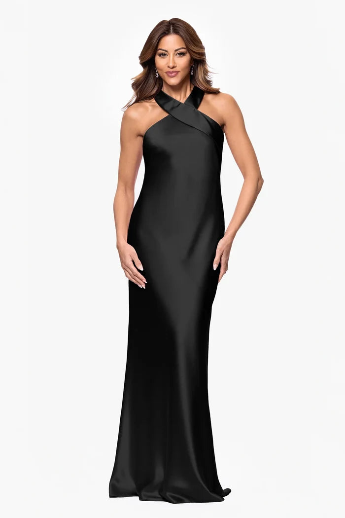 Xscape Evenings Halter Satin Evening Dress 6247X