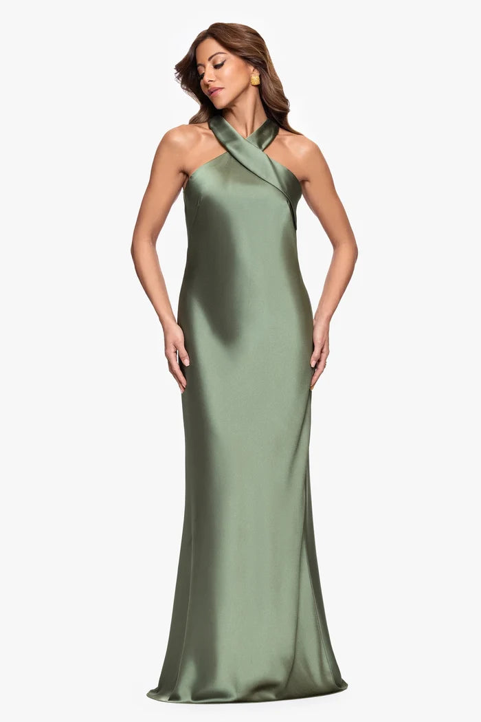 Xscape Evenings Halter Satin Evening Dress 6247X