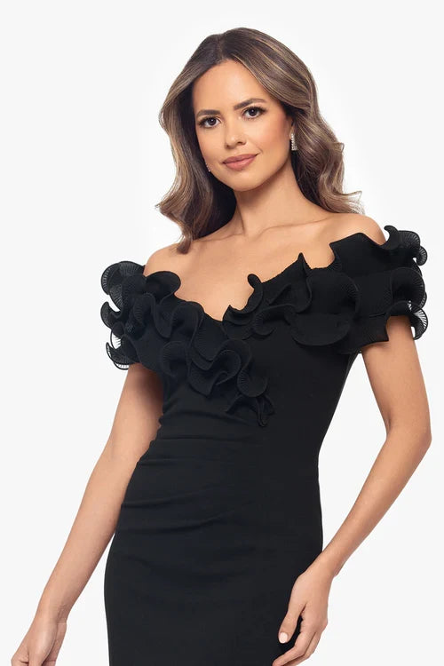 Xscape Evenings "Natalia" Ruffle Knee Length Dress 6298X