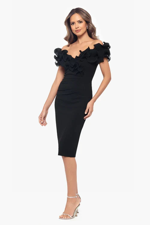 Xscape Evenings "Natalia" Ruffle Knee Length Dress 6298X