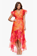 Xscape Evenings "Patricia" Floral Organza High Low Dress 6927X