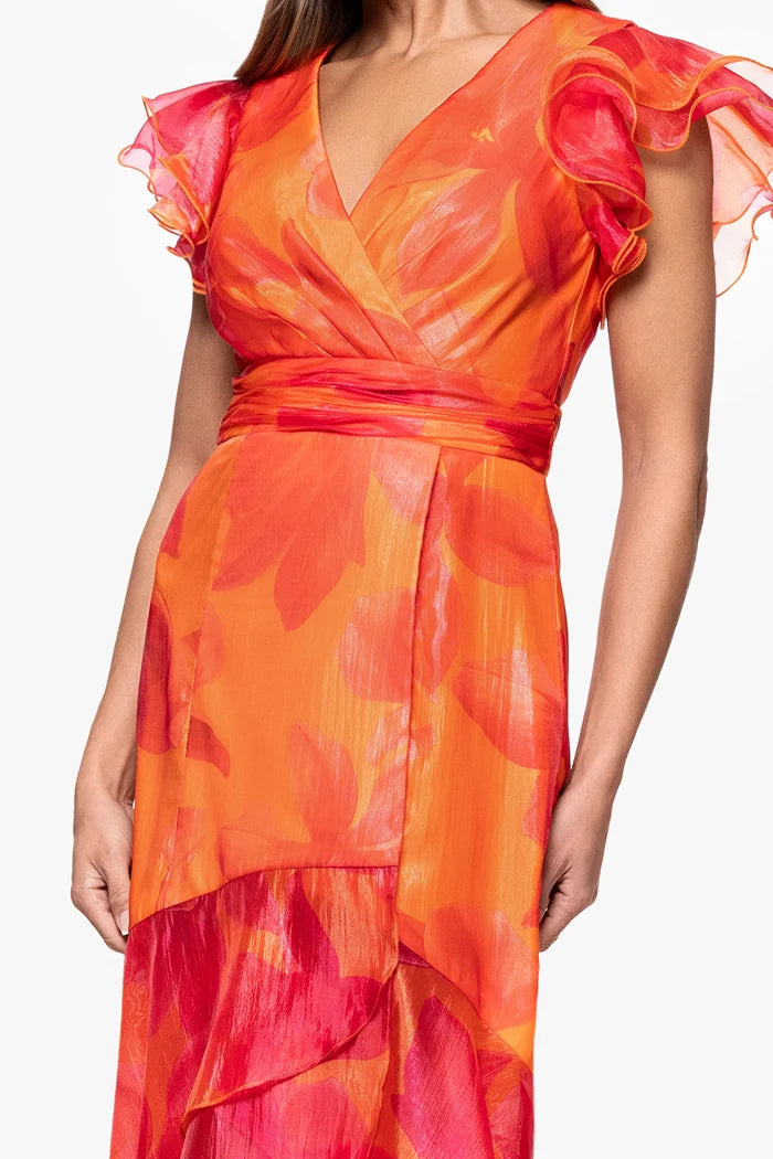 Xscape Evenings "Patricia" Floral Organza High Low Dress 6927X