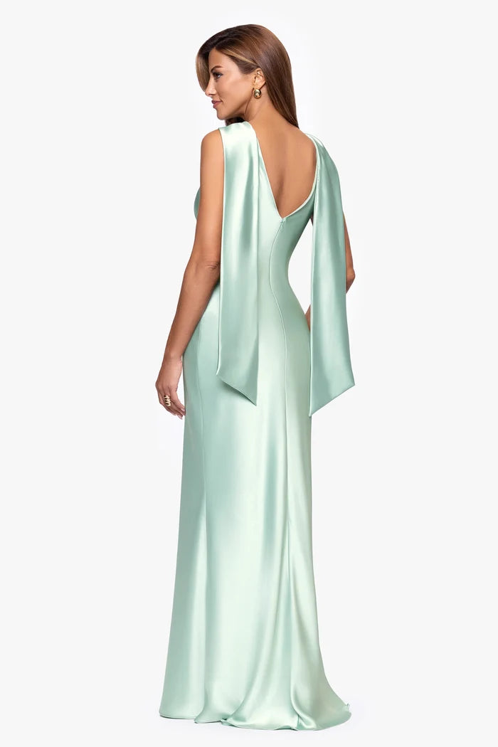 Xscape Evenings Satin Back Sash Evening Dress 7341X