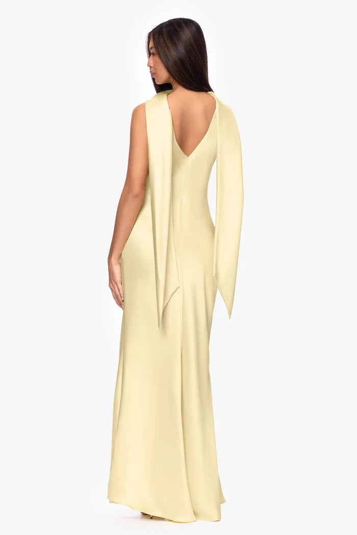 Xscape Evenings Satin Back Sash Evening Dress 7341X