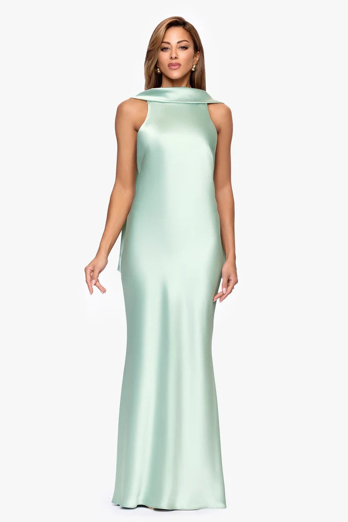 Xscape Evenings Satin Back Sash Evening Dress 7341X