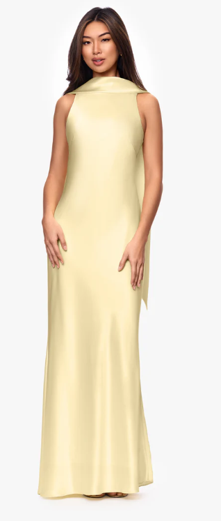 Xscape Evenings Satin Back Sash Evening Dress 7341X