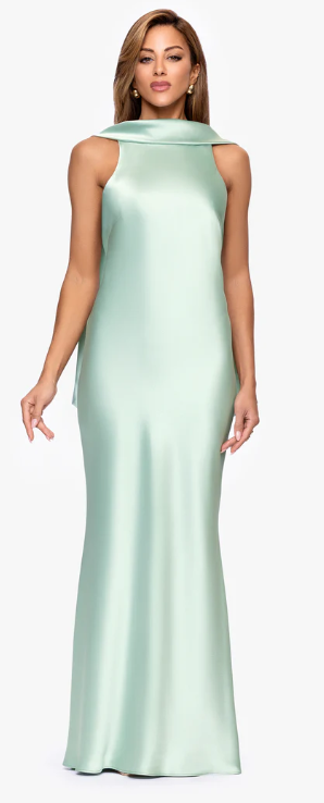 Xscape Evenings Satin Back Sash Evening Dress 7341X