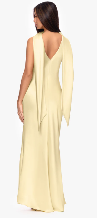 Xscape Evenings Satin Back Sash Evening Dress 7341X