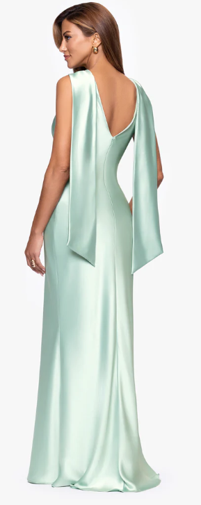 Xscape Evenings Satin Back Sash Evening Dress 7341X