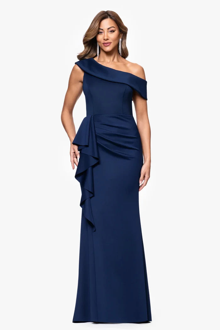 Xscape Evenings "Valerie" Scuba Ruffle Dress 6713X